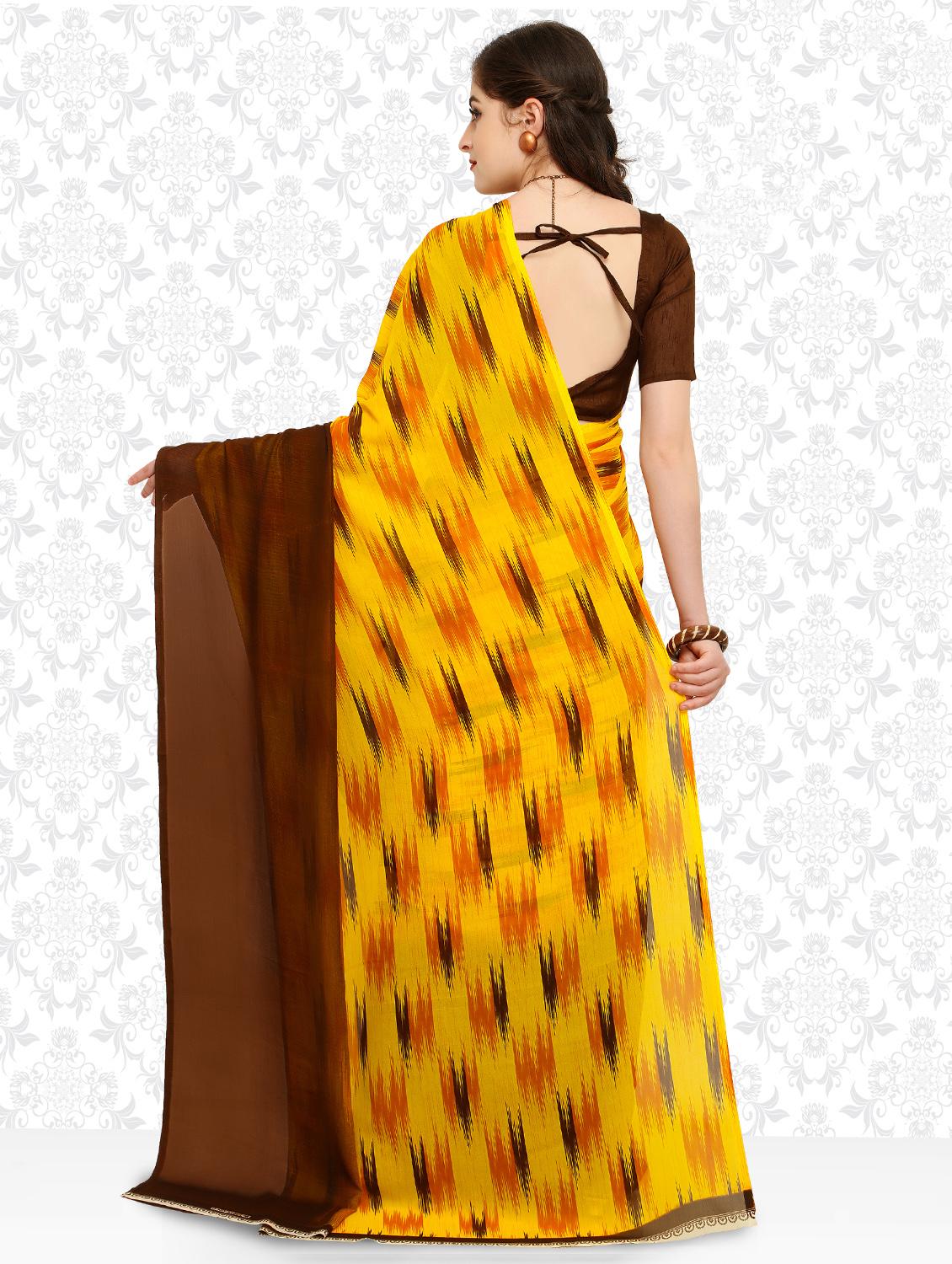 ikat printed saree with blouse - 15589824 -  Standard Image - 1