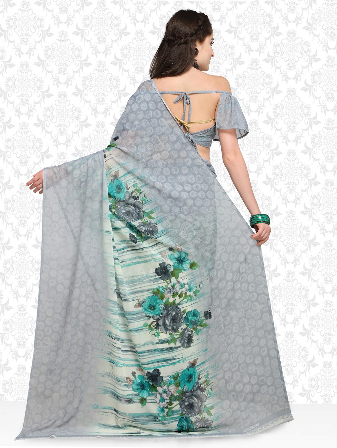 floral bordered saree with blouse - 15589836 -  Standard Image - 1
