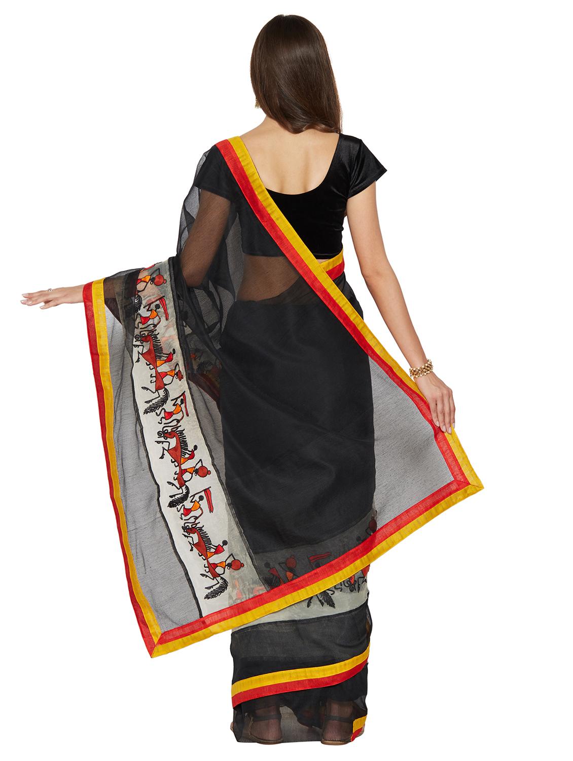 conversational bordered saree with blouse - 15589858 -  Standard Image - 1