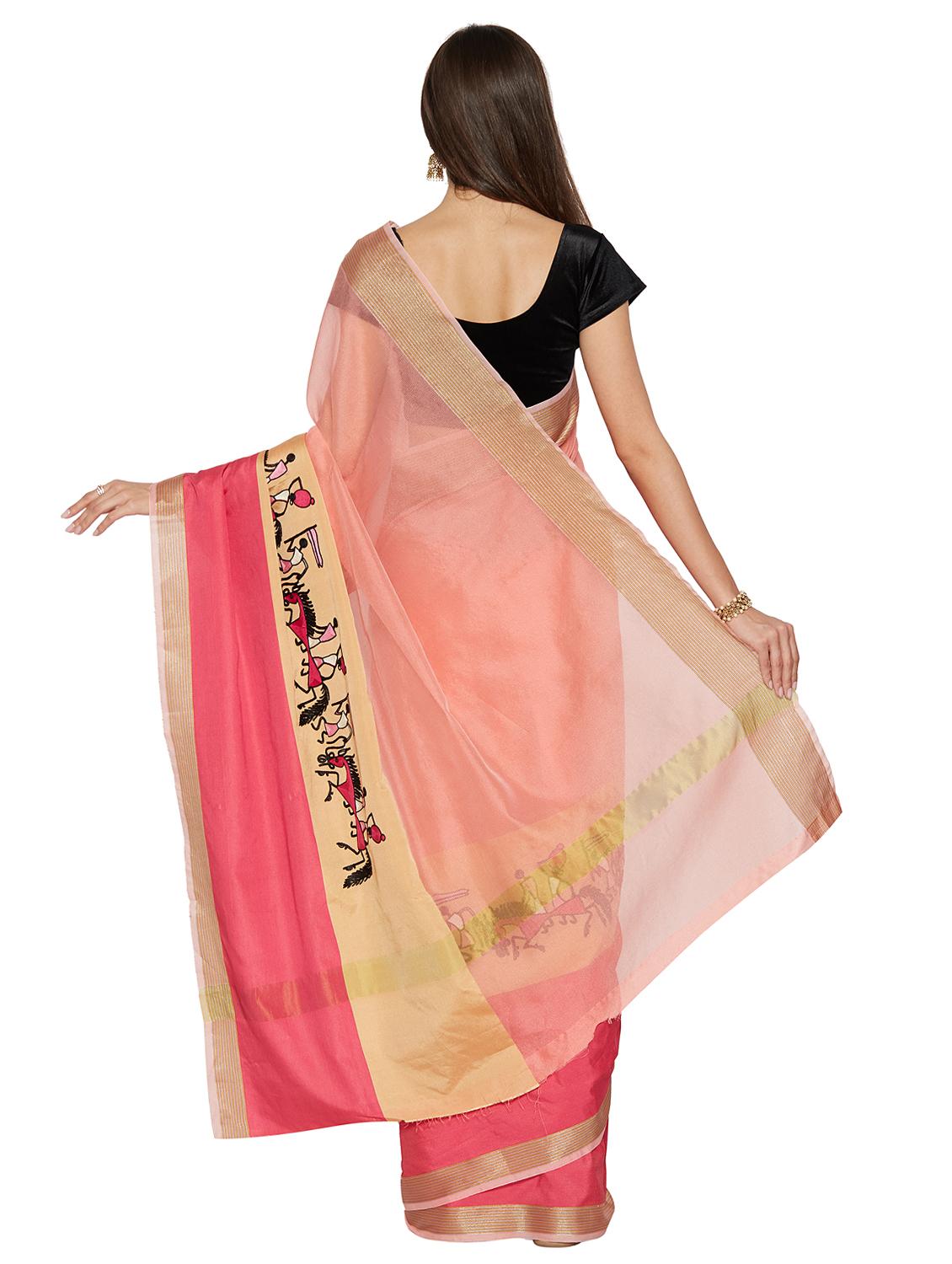 conversational bordered saree with blouse - 15589861 - Standard Image - 1