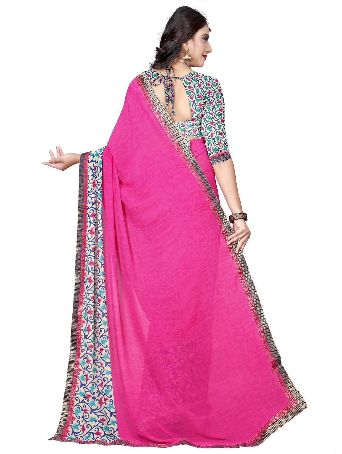 ditsy floral bordered saree with blouse - 15589864 - Standard Image - 1