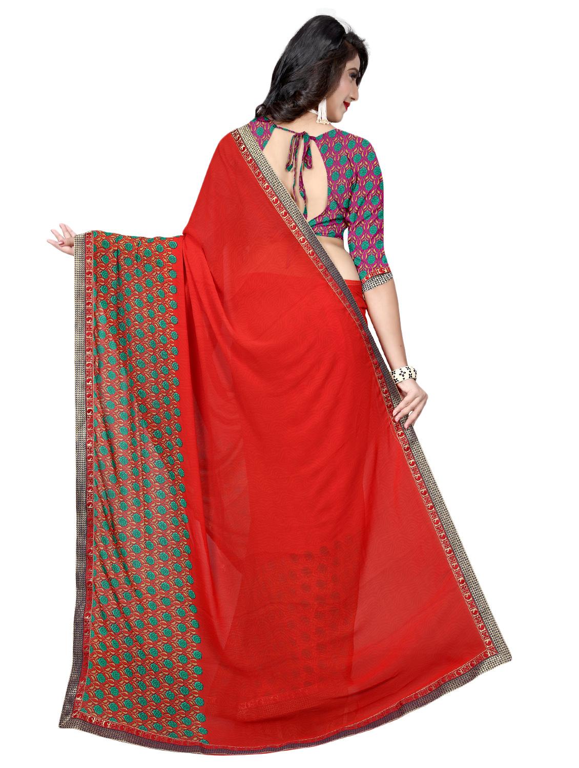 ditsy floral bordered saree with blouse - 15589872 -  Standard Image - 1