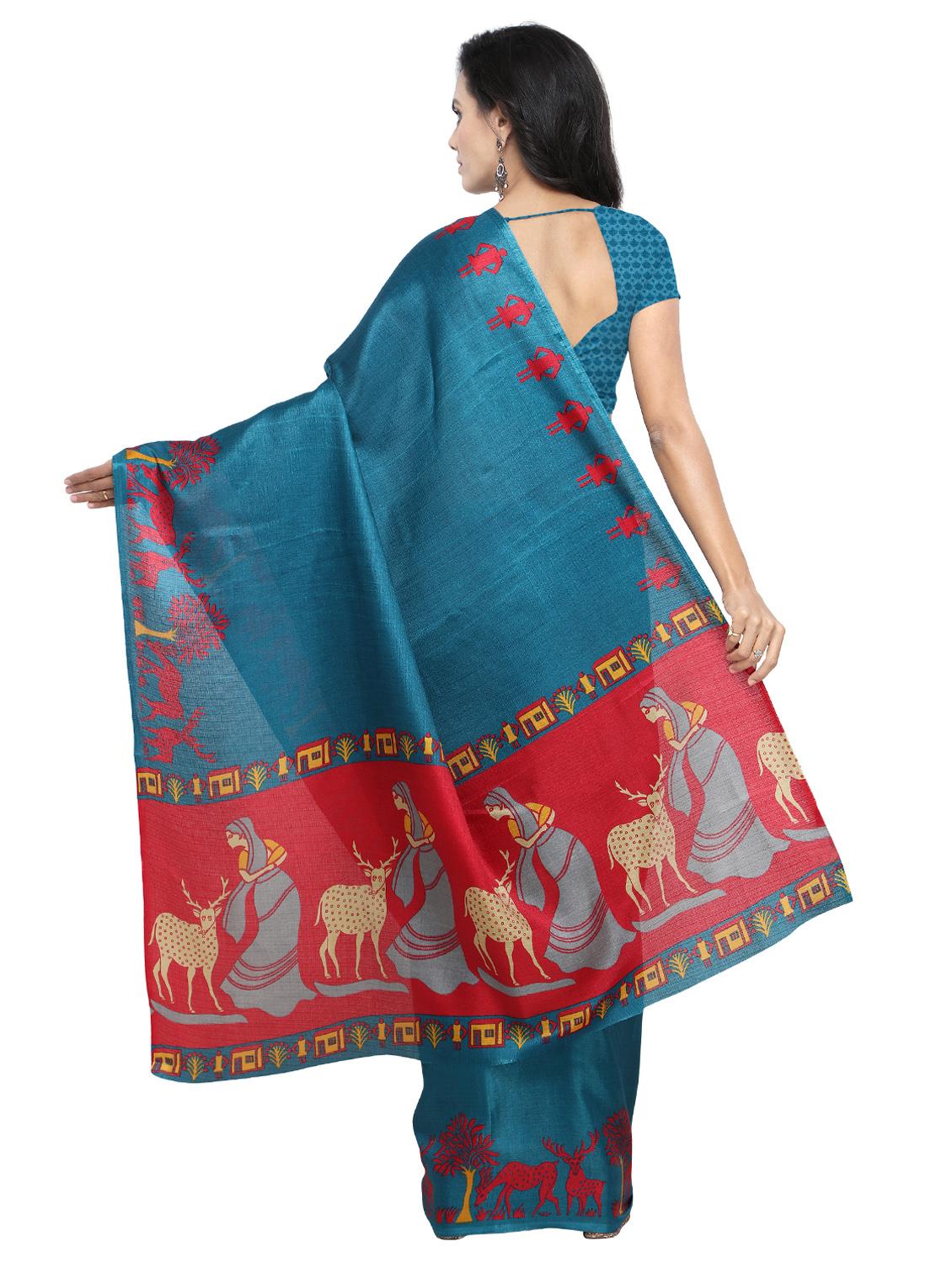 conversational bordered saree with blouse - 15589879 -  Standard Image - 1