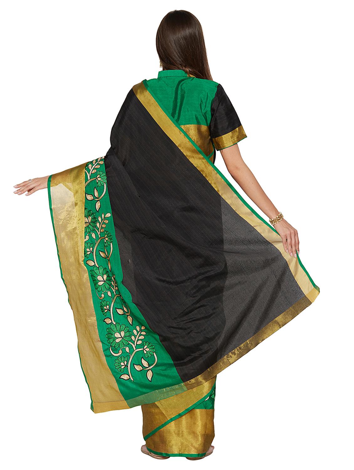 floral bordered saree with blouse - 15589880 - Standard Image - 1