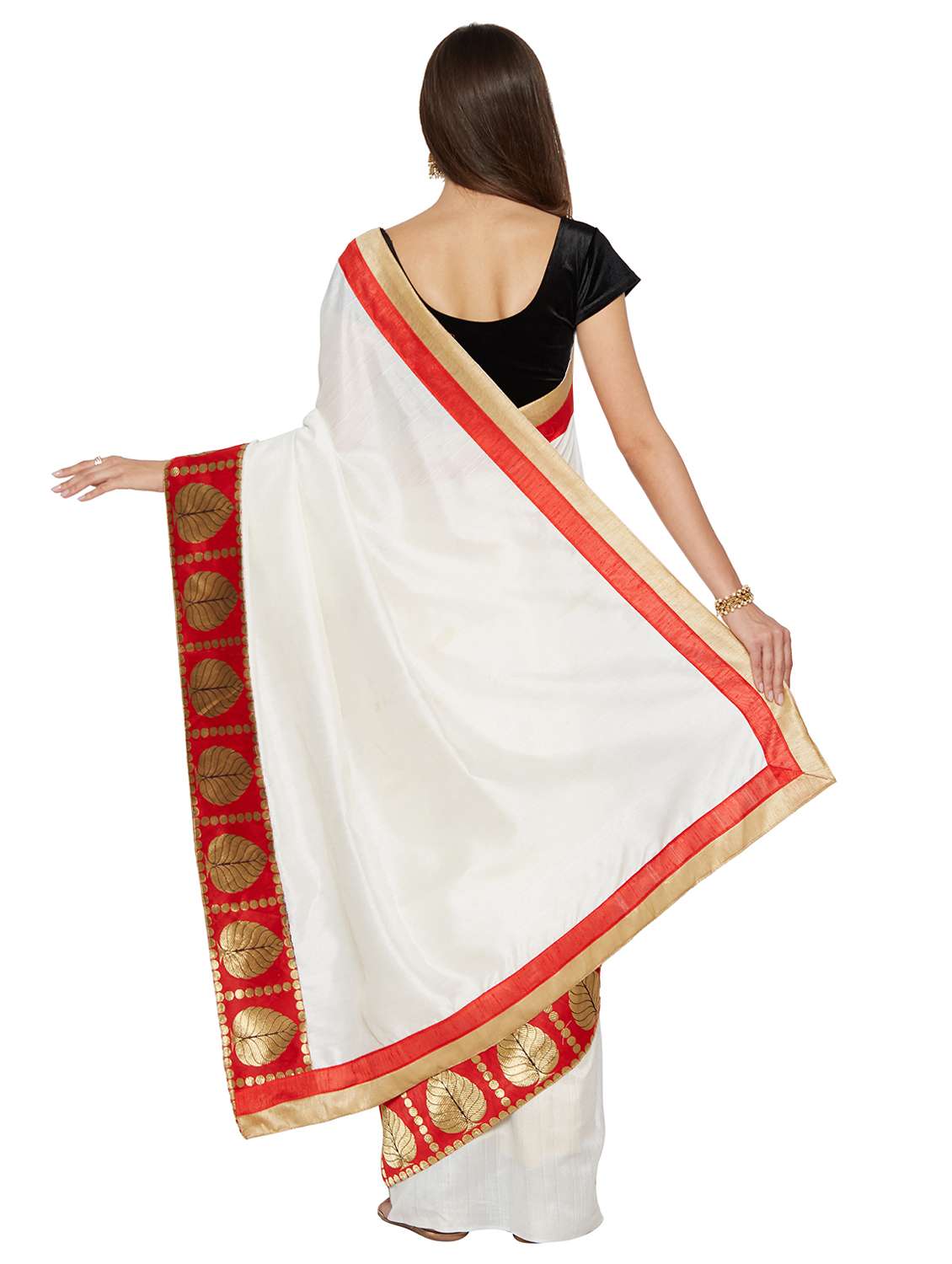 zari lace bordered saree with blouse - 15589892 -  Standard Image - 1