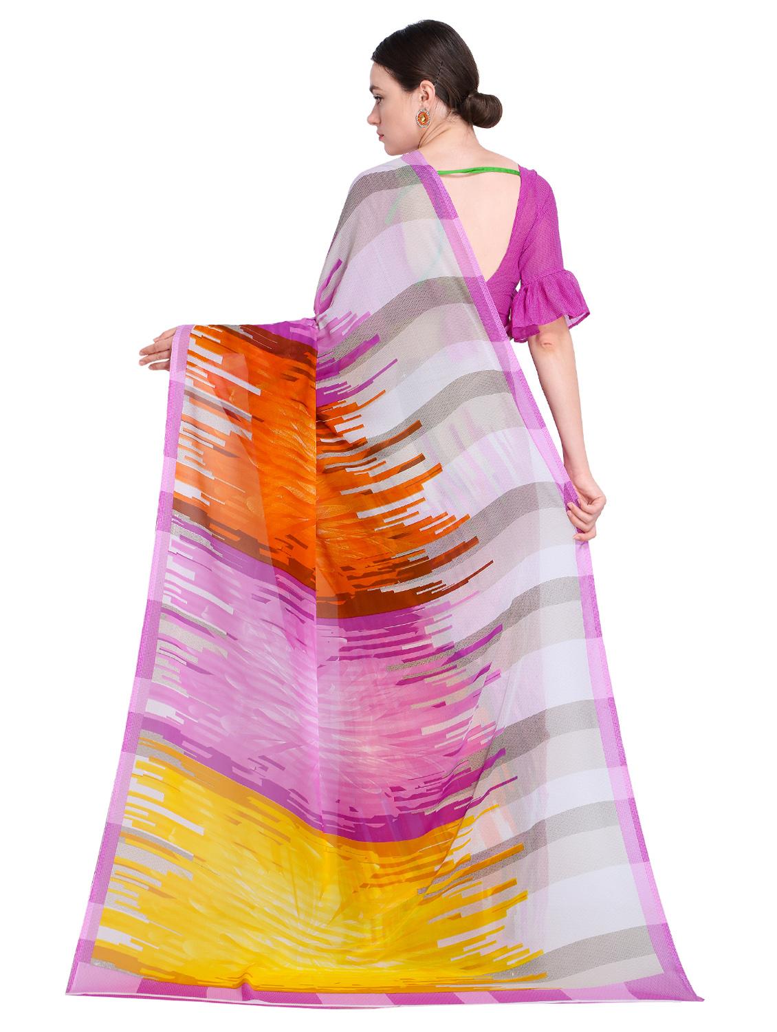 abstract printed saree with blouse - 15589898 - Standard Image - 1