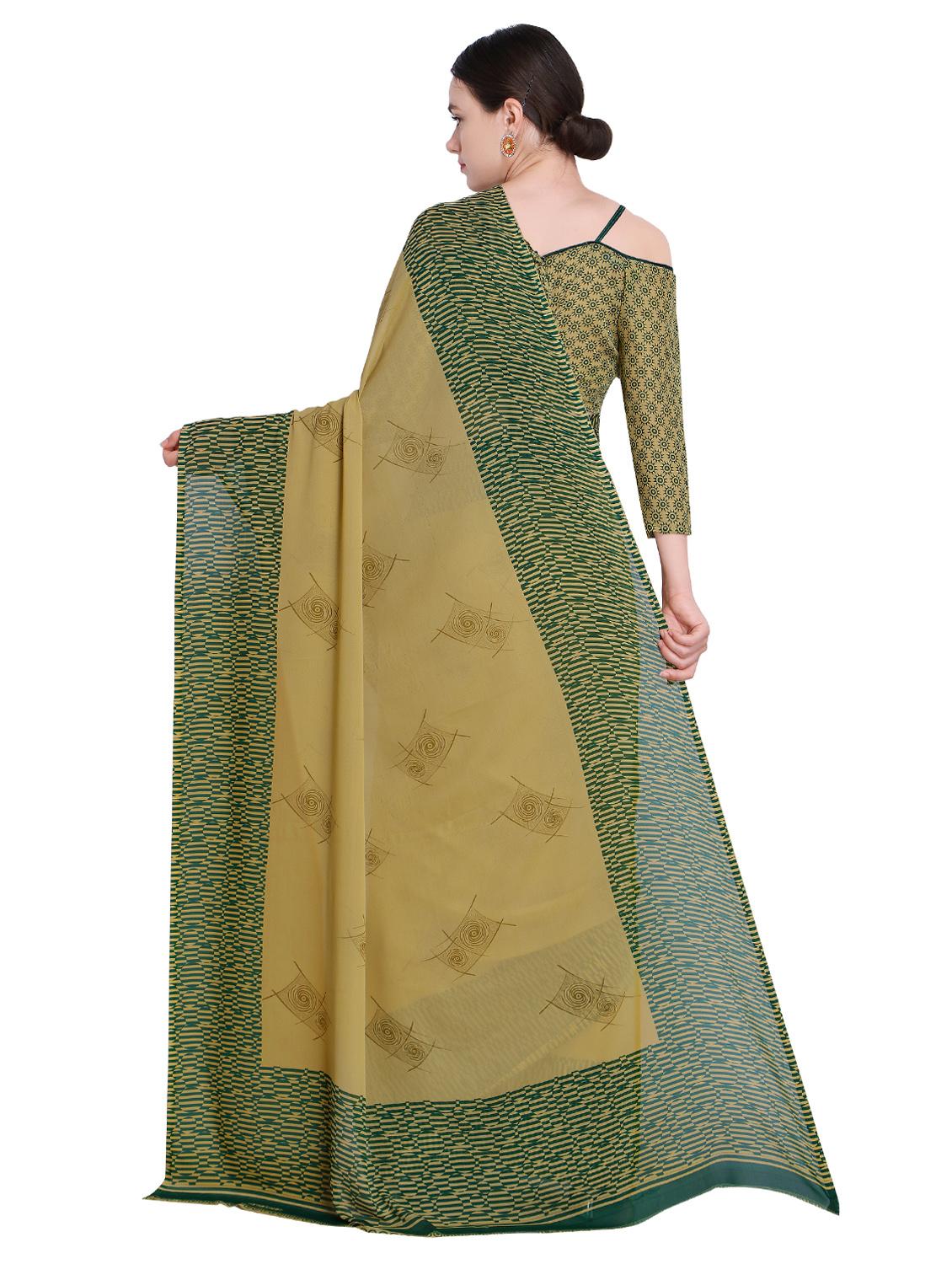 contrast bordered printed saree with blouse - 15589910 -  Standard Image - 1