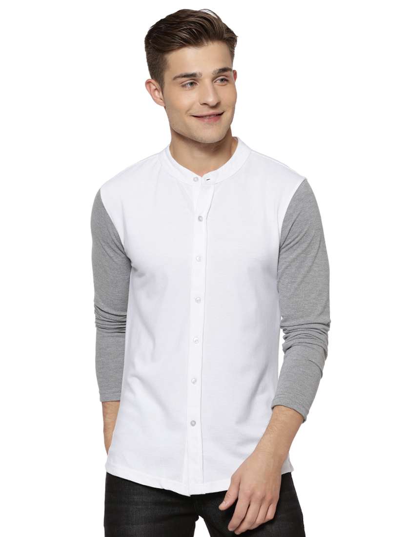 mens color block casual shirt