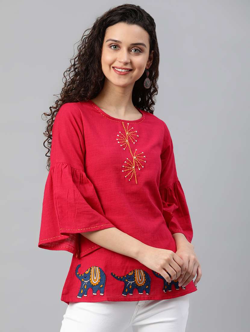 bell sleeved embroidered detail top