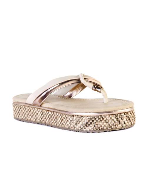 gold flat forms sandals - 15603830 - Standard Image - 0