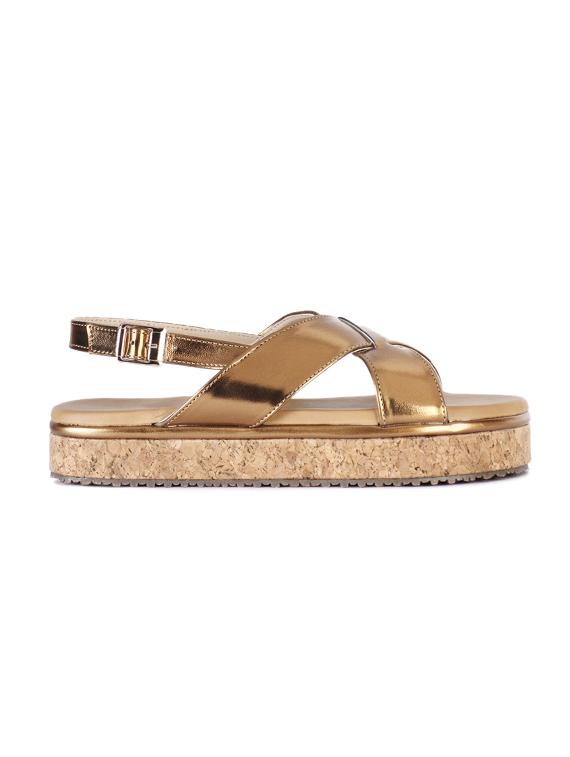 gold flat forms sandals - 15603836 - Standard Image - 1