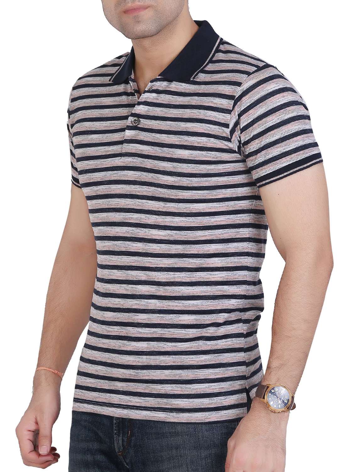 multi colored striped polo t-shirt - 15604769 -  Standard Image - 1