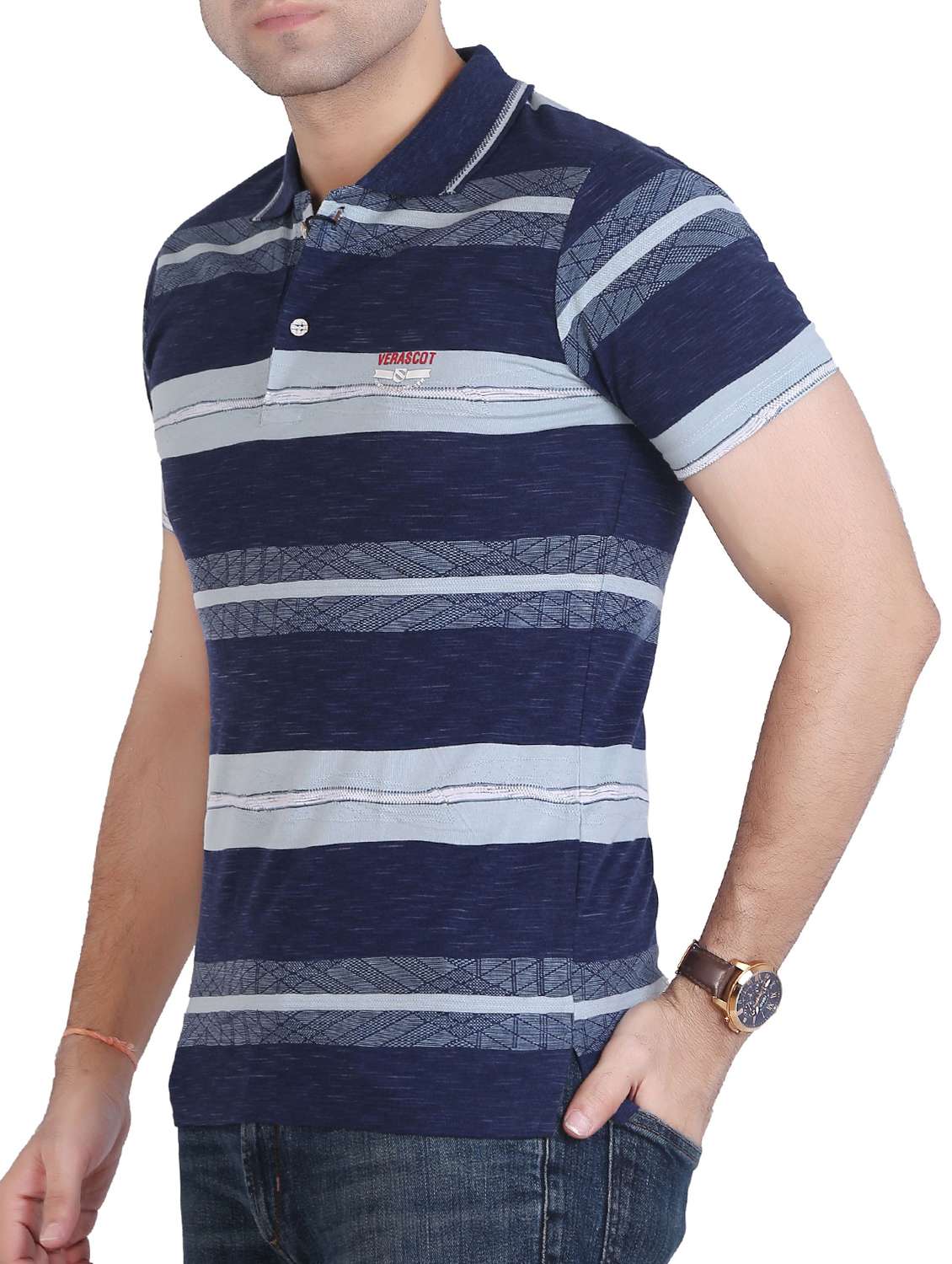 blue striped polo t-shirt - 15604770 -  Standard Image - 1