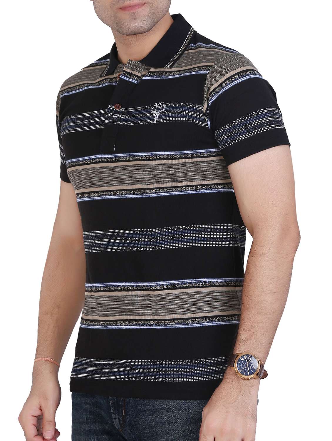 black cotton polo t-shirt - 15604773 -  Standard Image - 1