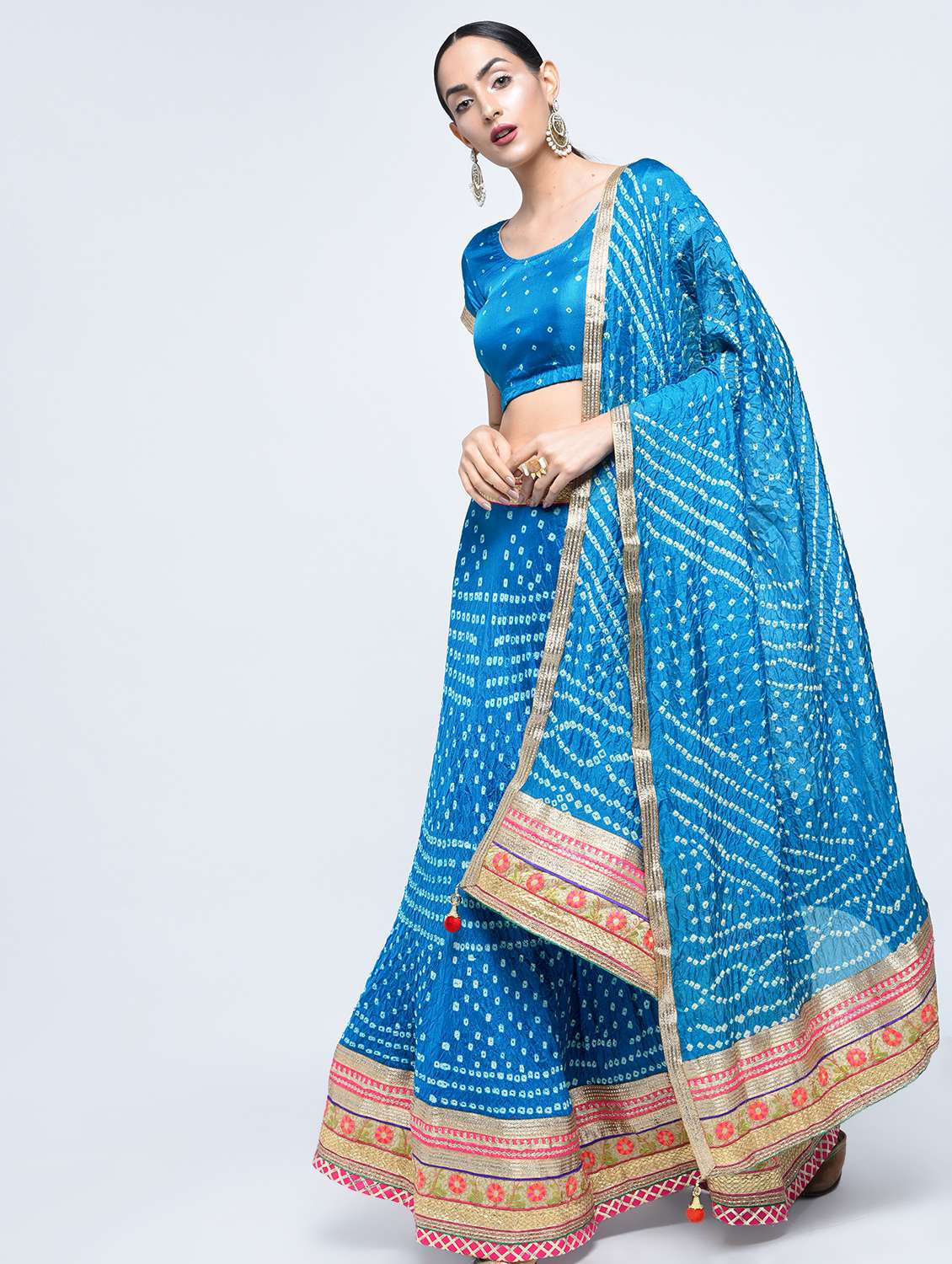 bandhani flared lehenga set