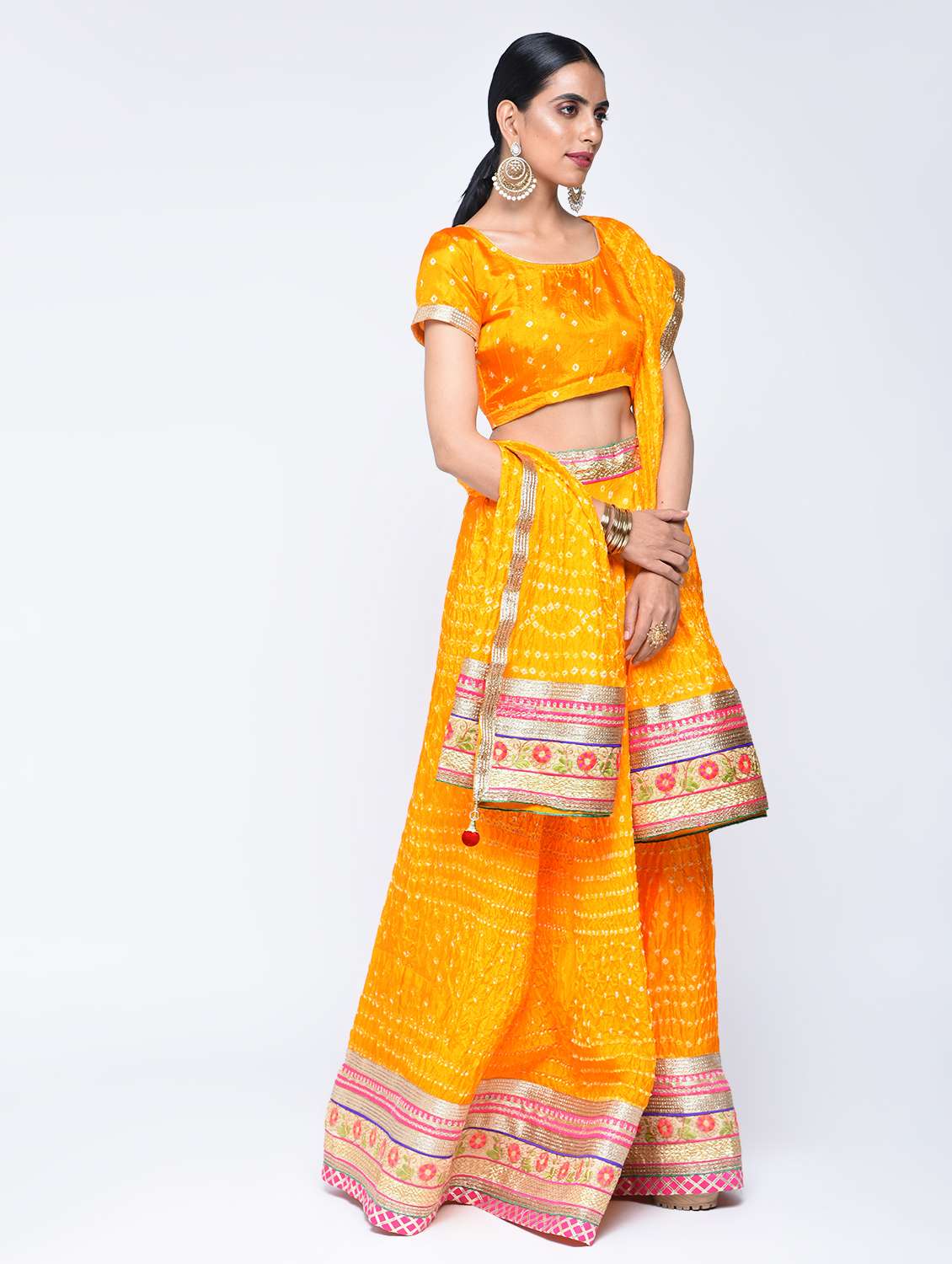 bandhani flared lehenga set
