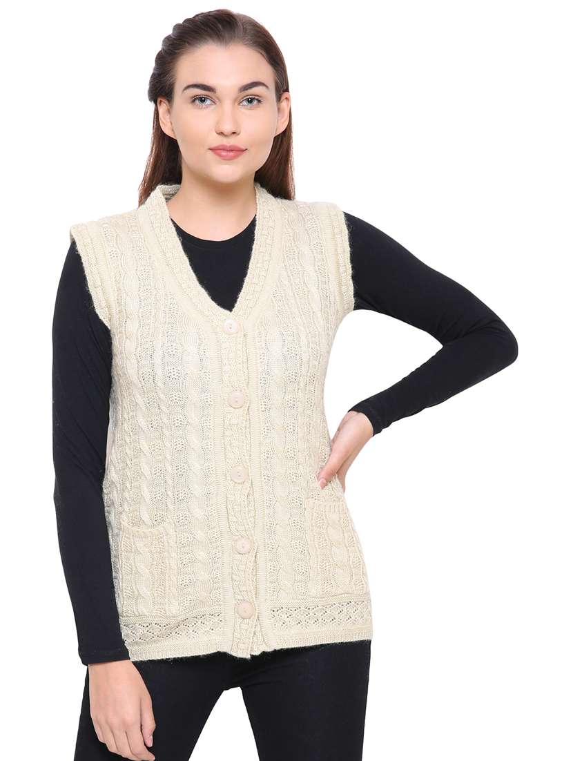 cable knit sleeveless cardigan