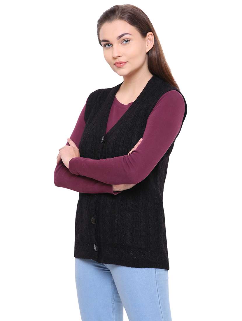 cable knit sleeveless cardigan - 15607370 -  Standard Image - 1