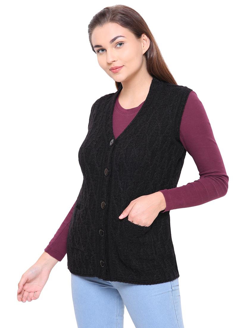 cable knit sleeveless cardigan - 15607375 - Standard Image - 1