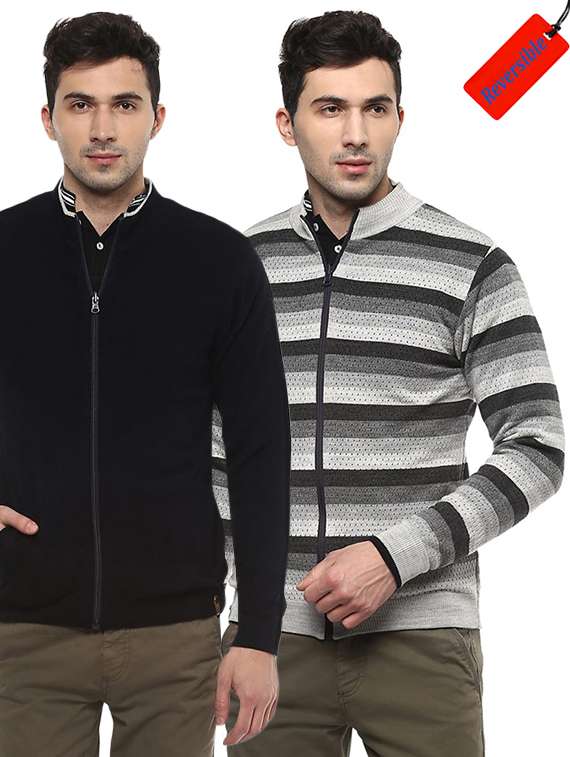 black acrylic reversible casual jacket