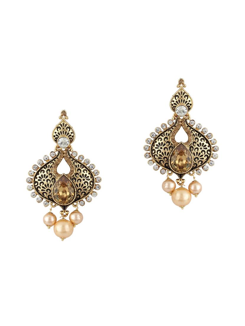 gold tone stone earrings - 15612417 - Zoom Image - 0