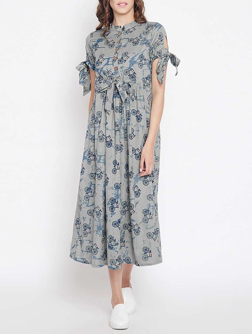 button detail empire line dress