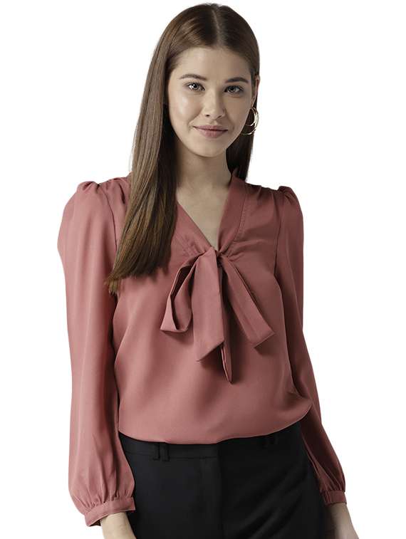 tie up neck gather detail top 