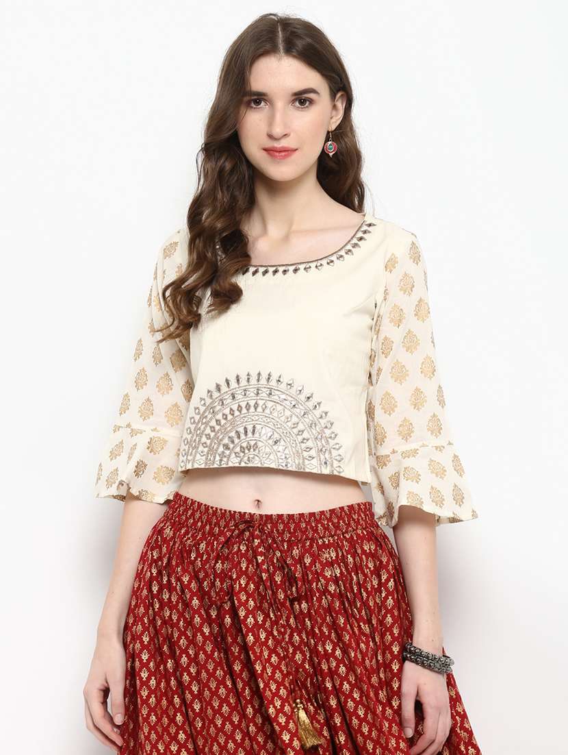 white viscose printed blouse