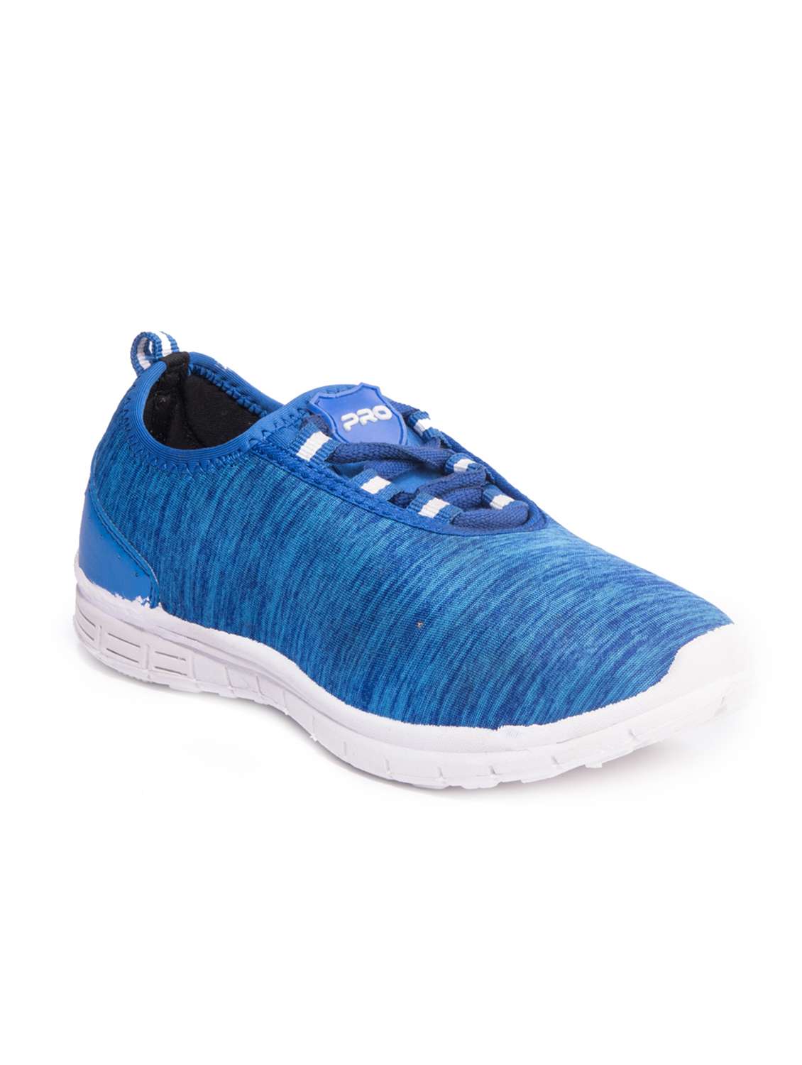 blue lace-up sports shoes