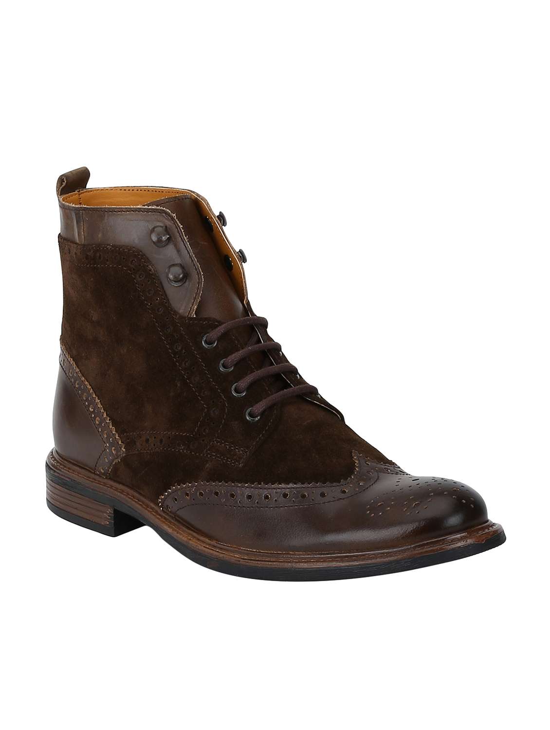brown leather high ankle boots