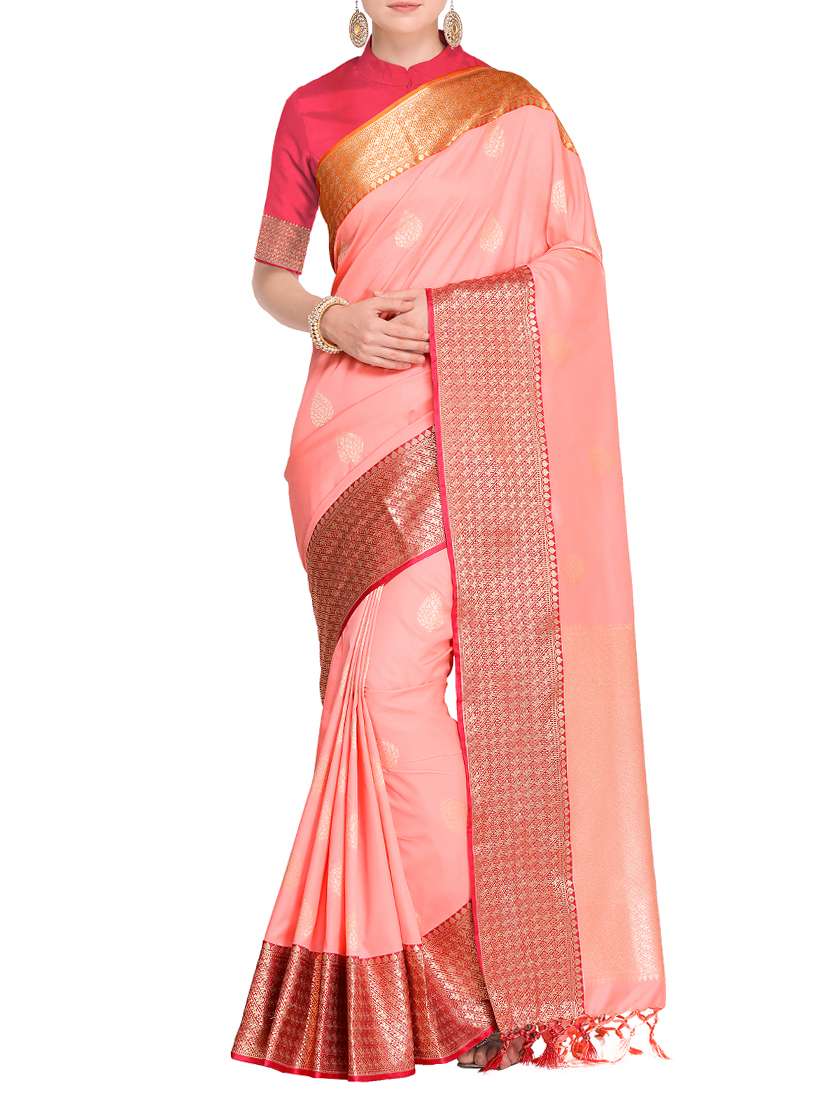 zari motifs woven saree with blouse