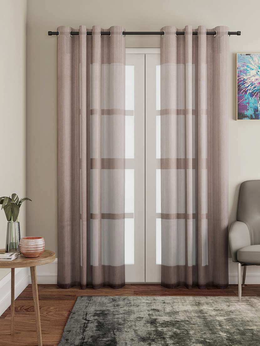 brown design 3 melody sheer door curtains 4.5 ft x 7.5 ft. (54" x 90