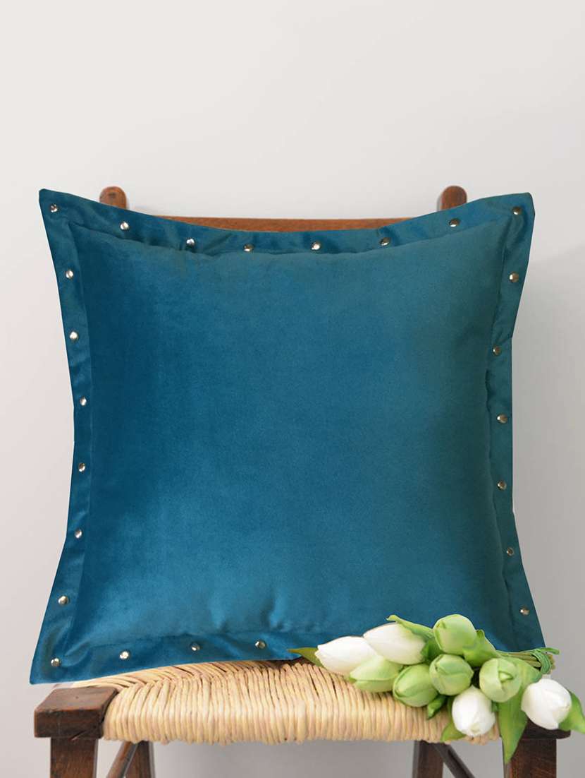 smooth sky blue velvet cushion covers with some metallic oomph (single pc, 16