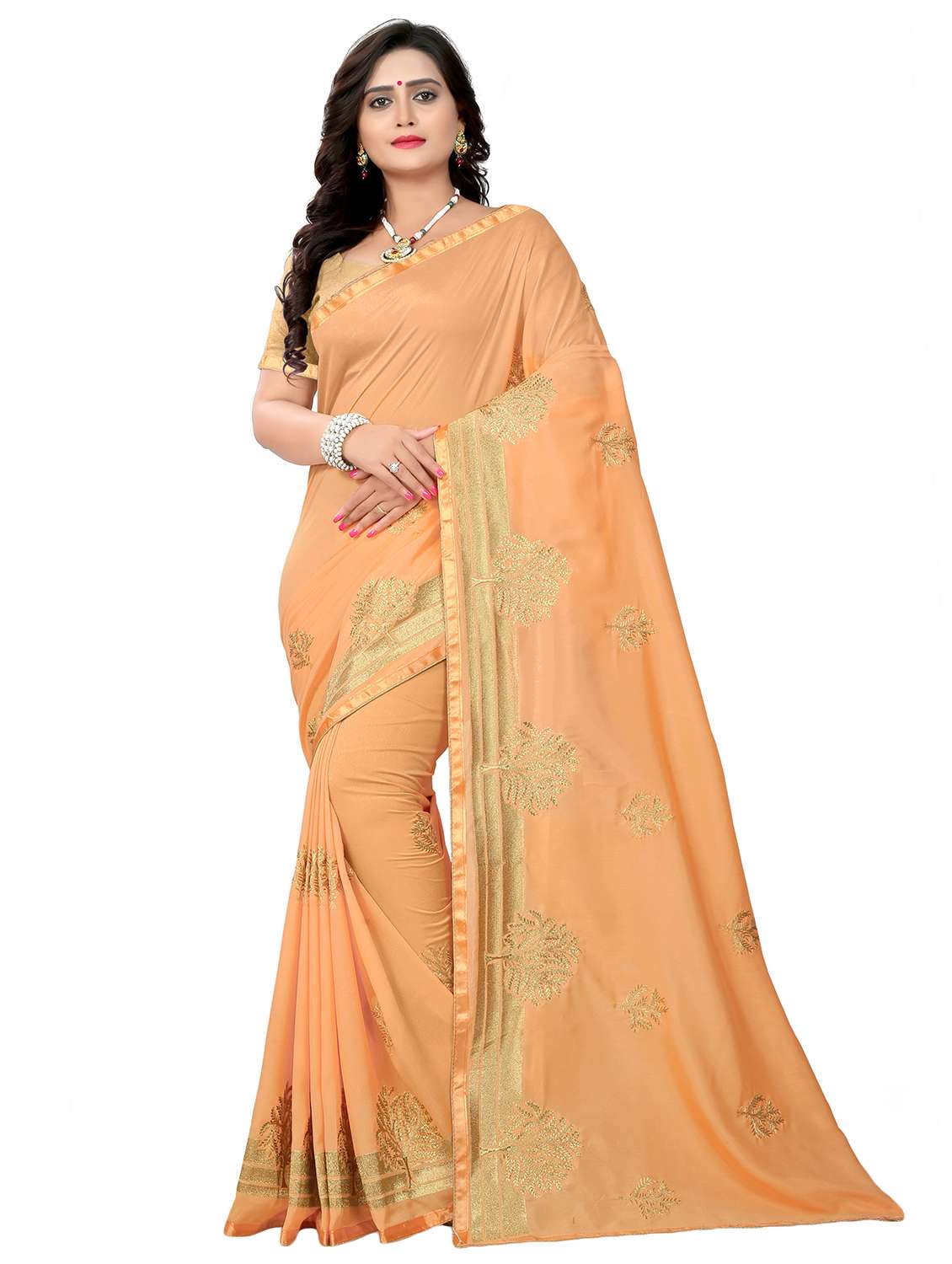 zari embroidered saree with blouse
