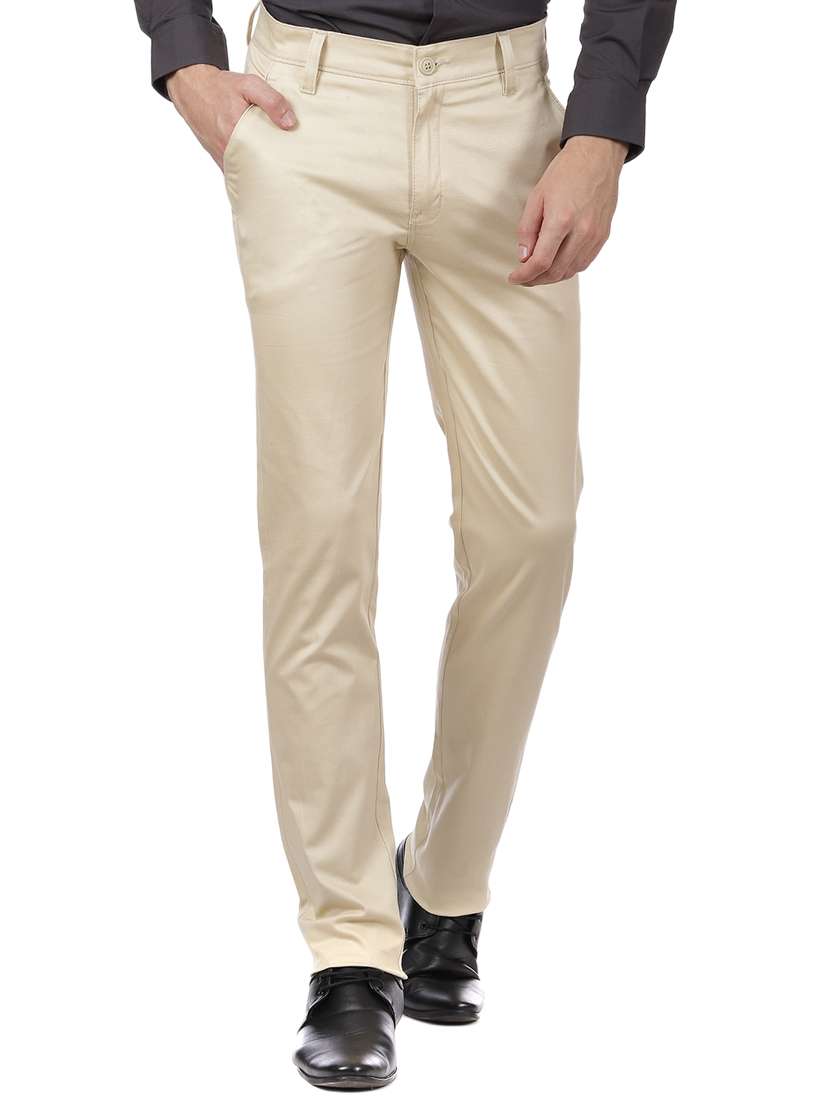 beige cotton blend flat front formal trouser