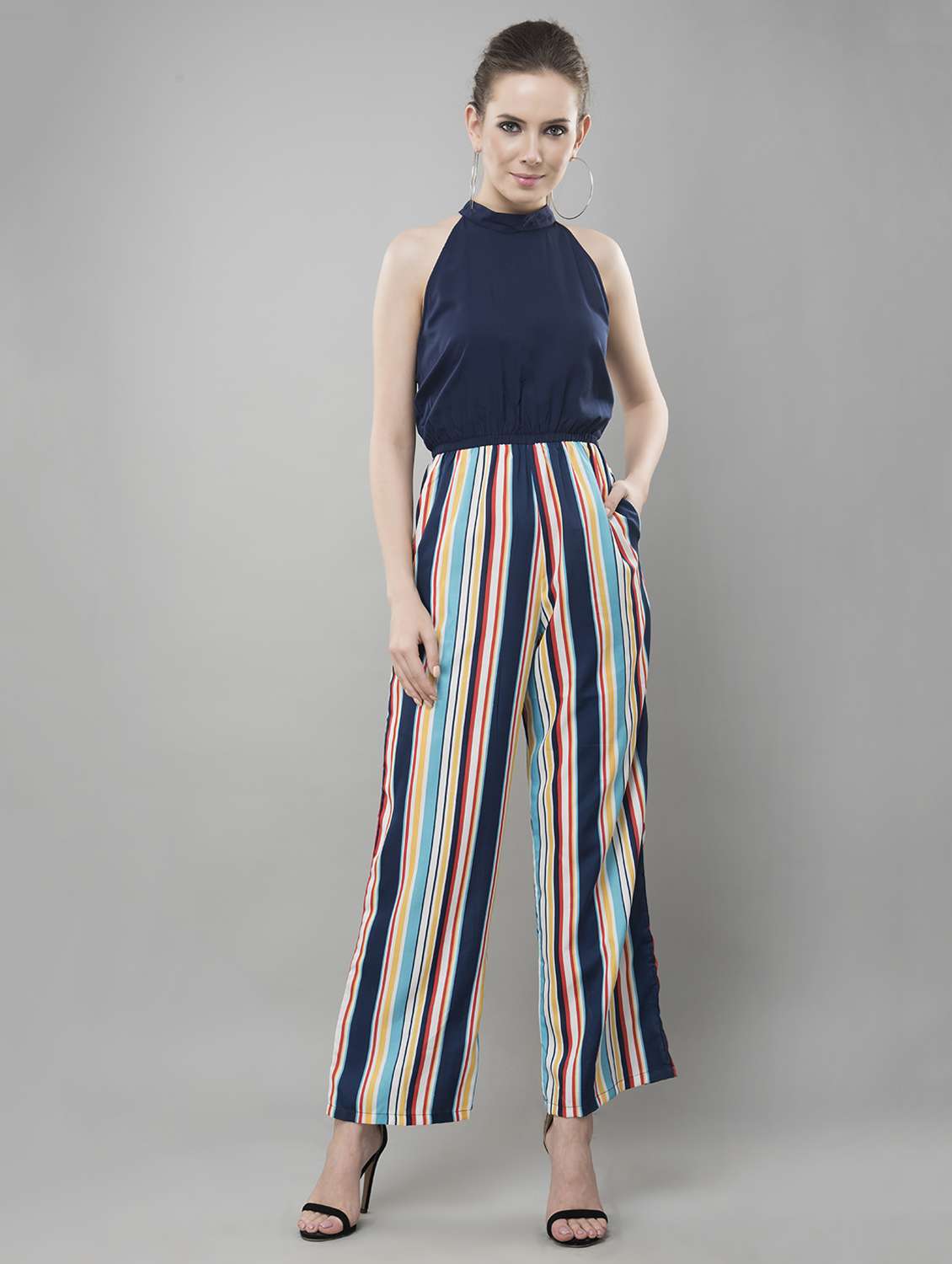 striped full leg jumpsuit - 15621235 -  Zoom Image - 0