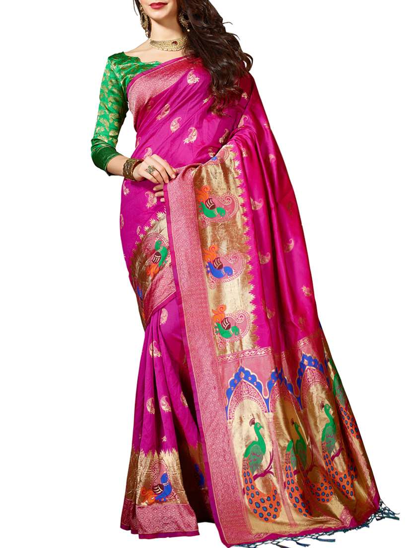 zari conversational woven saree with blouse