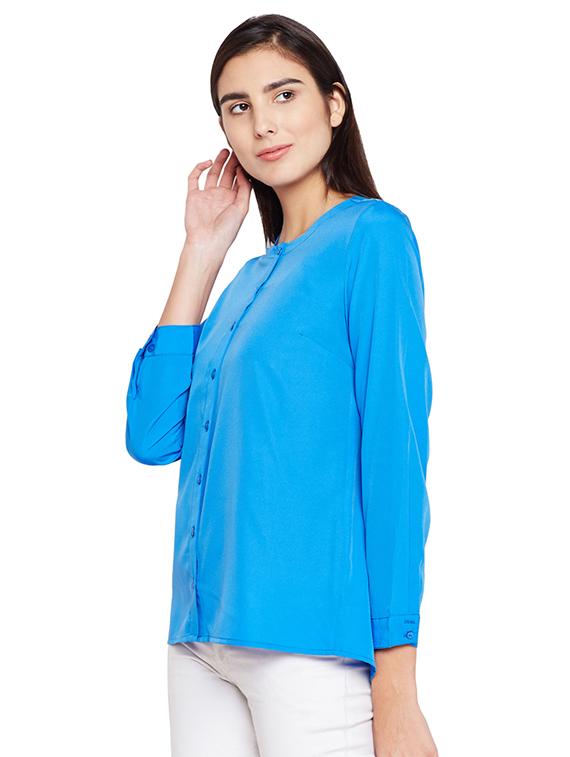 round neck solid shirt - 15624428 - Standard Image - 1