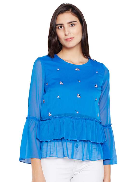 women's layered round neck top