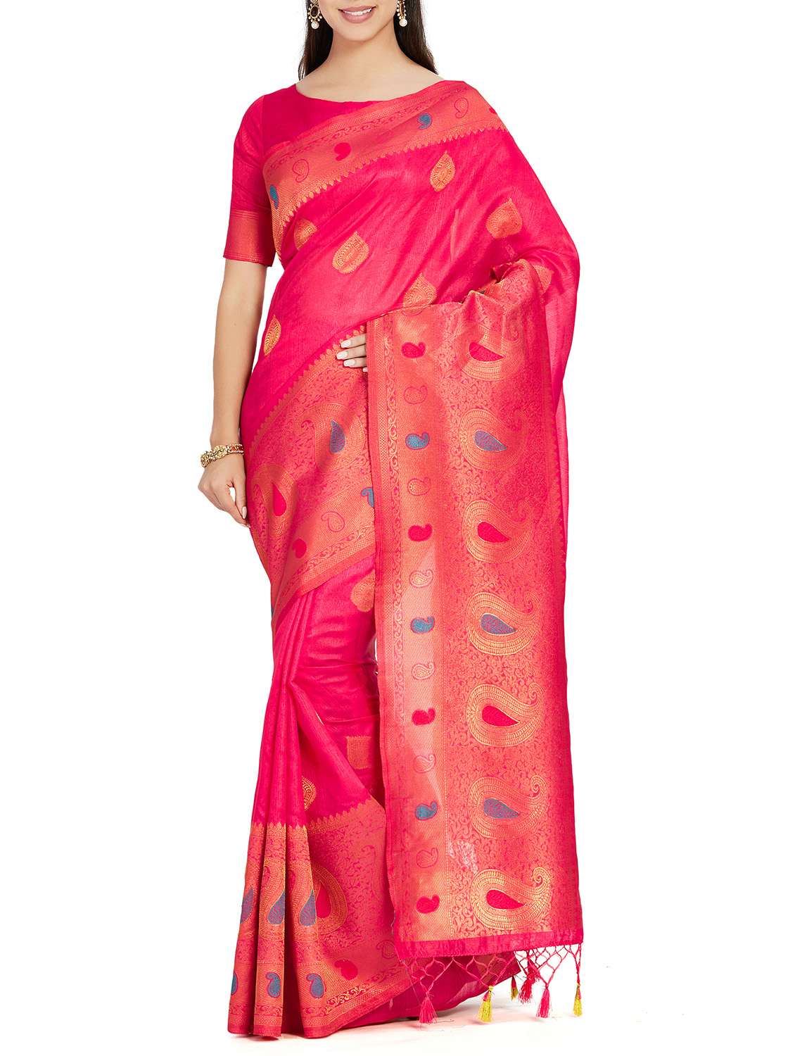 paisley zari motif kanjivaram saree with blouse