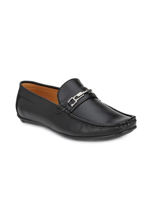 black leatherette slip on loafers - 15625671 -  Standard Image - 0