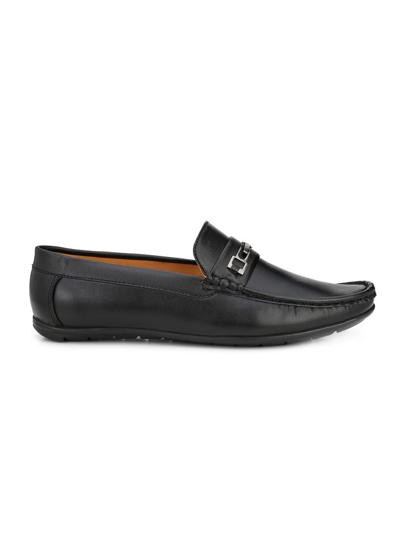black leatherette slip on loafers - 15625671 -  Standard Image - 1