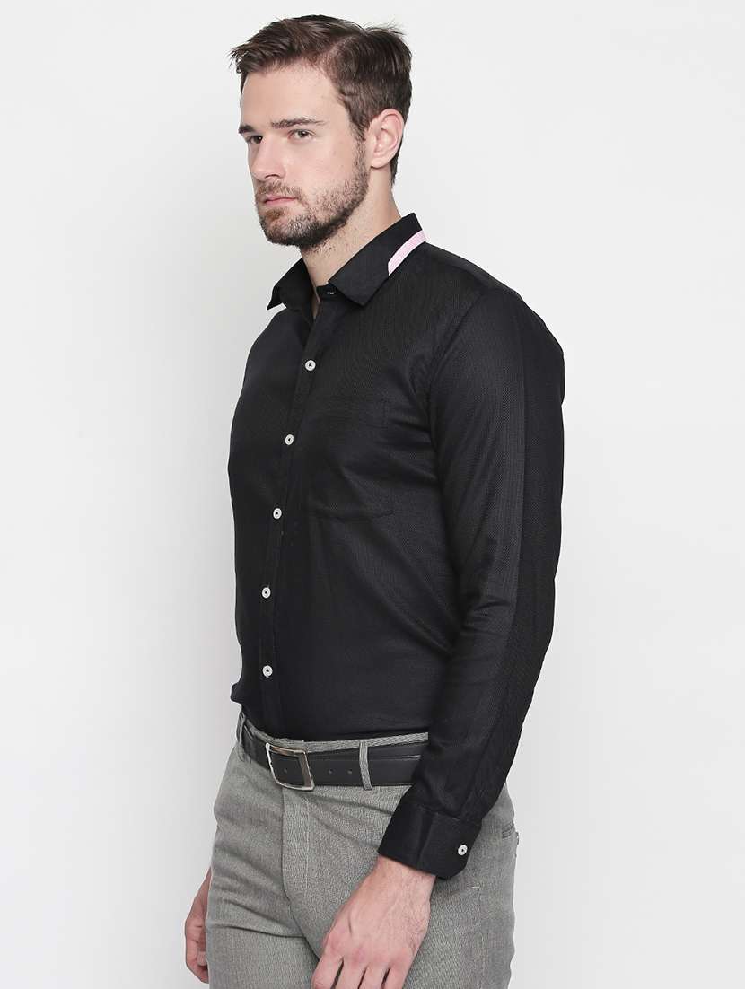 black cotton formal shirt - 15628992 -  Standard Image - 1
