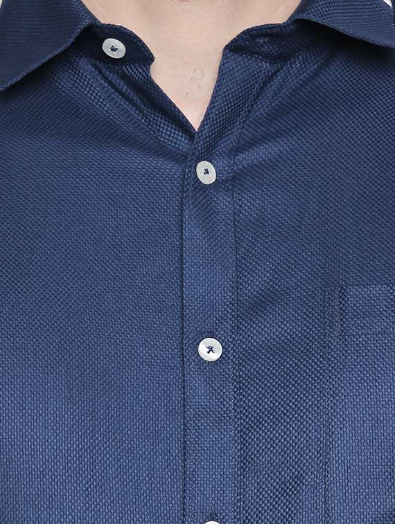 navy blue cotton formal shirt - 15628994 -  Standard Image - 4