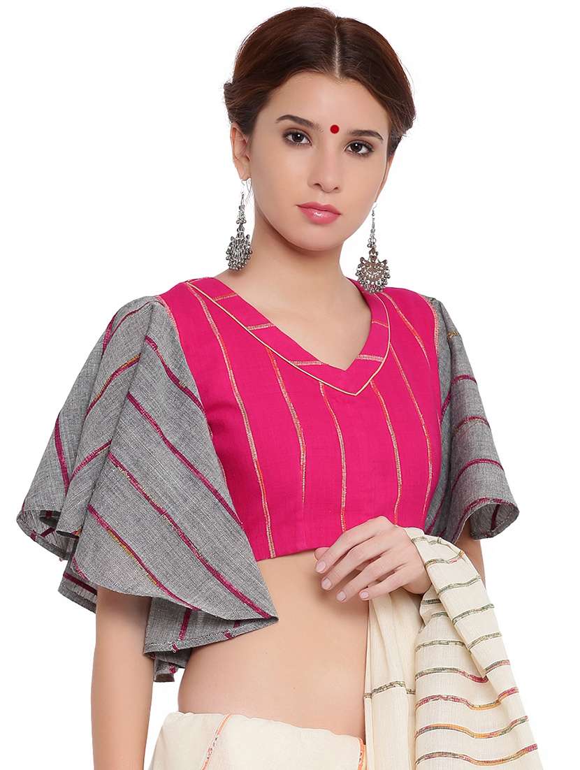 Self Design Flared Sleeved Blouse