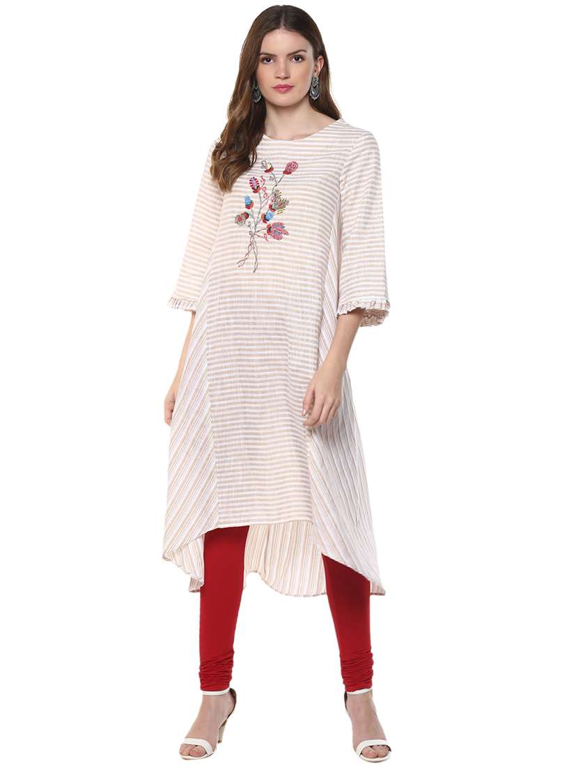 high low embroidered kurta