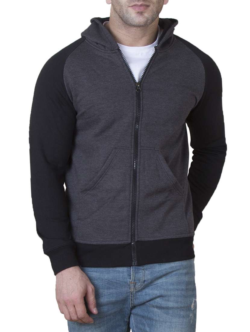 grey cotton color block sweatshirt