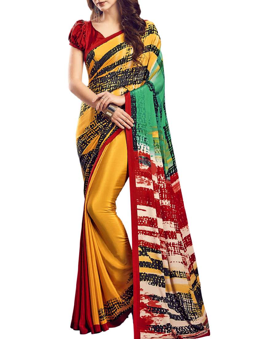 abstract printed saree with blouse