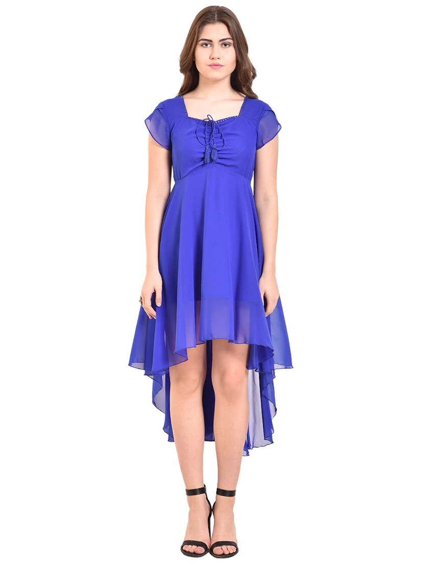 women's high low solid dress