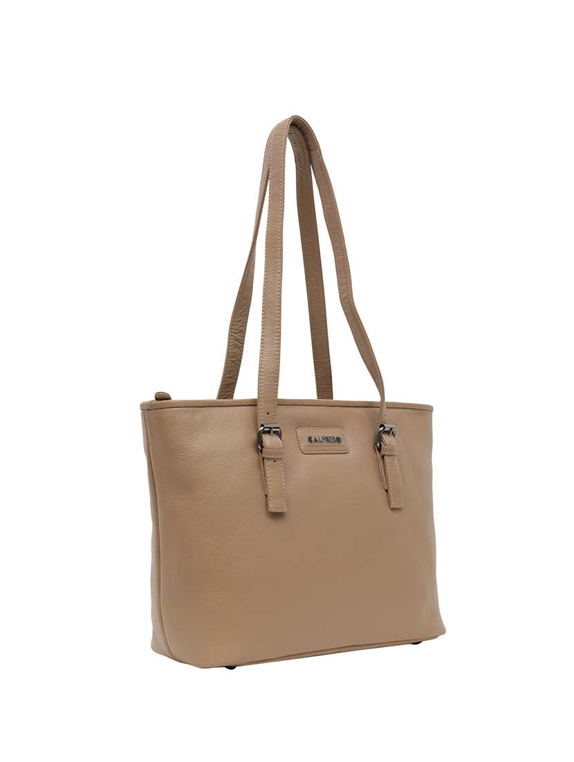 beige leatherette (pu) handbag - 15632077 -  Standard Image - 1
